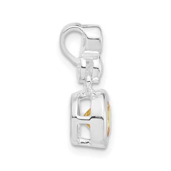 Sterling Silver Polished Yellow & Clear CZ Circles Chain Slide Pendant — alternate view