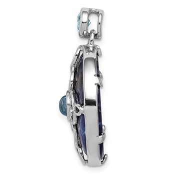 Sterling Silver Rhodium-plated w/Sodalite & Blue Topaz Pendant — alternate view