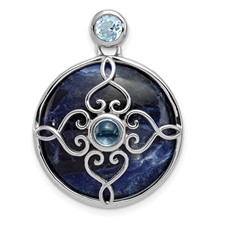 Image of Sterling Silver Rhodium-plated w/Sodalite & Blue Topaz Pendant