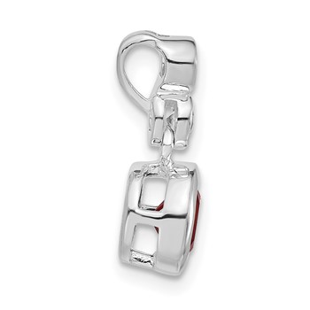 Sterling Silver Polished Red & Clear CZ Circles Chain Slide Pendant — alternate view