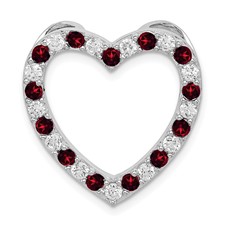 Image of Sterling Silver Rhodium-plated Garnet & CZ Heart Pendant