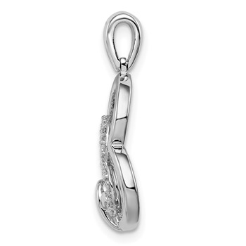 Sterling Silver Rhodium Diam. Hearts Pendant — alternate view