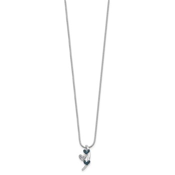 White Night Sterling Silver Rhodium-plated Polished Diamond Blue Diamond Slide 18 inch Necklace with 2 Inch Extender — alternate view