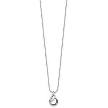 White Night Sterling Silver Rhodium-plated Blue and White Diamond Teardrop 18 Inch Necklace with 2 Inch Extender — alternate view