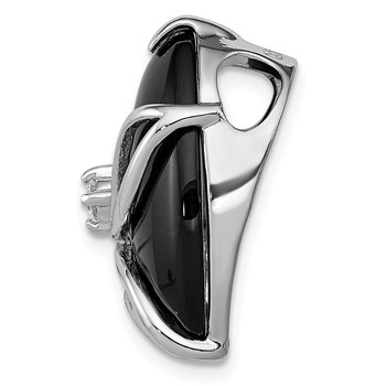 Sterling Silver Rhodium Plated Onyx and CZ Slide — alternate view