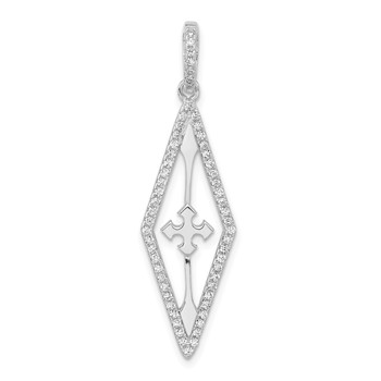 Pure Fire Sterling Silver Rhodium-plated Fancy CZ Pendant