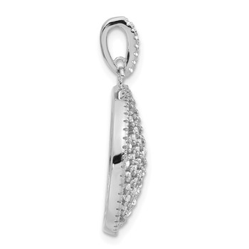 Pure Fire Sterling Silver Rhodium-plated Polished CZ Circle Pendant — alternate view
