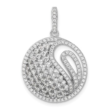Pure Fire Sterling Silver Rhodium-plated Polished CZ Circle Pendant