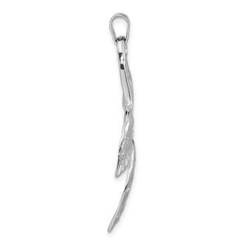 Sterling Silver Rhodium-plated Polished & Textured Leaves Pendant — alternate view