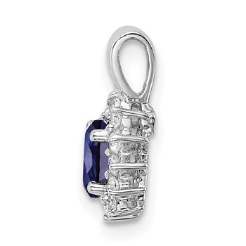 Sterling Silver Rhodium-plated CZ/Lab Cr Sapphire Pendant — alternate view