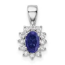 Image of Sterling Silver Rhodium-plated CZ/Lab Cr Sapphire Pendant