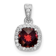 Image of Sterling Silver Rhod-plate 1.05Garnet/Creat. White Sapphire Pendant