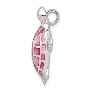 Sterling Silver Pink Mother of Pearl Turtle Slide — alternate view