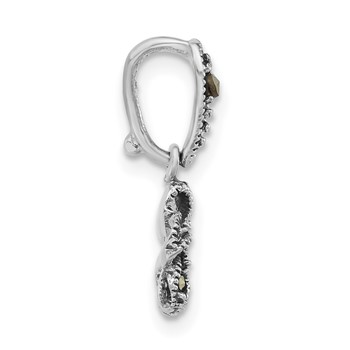 Sterling Silver Antiqued Marcasite Flower Pendant — alternate view