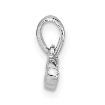 Sterling Silver Rhodium-plated Polished CZ Mustache Pendant — alternate view