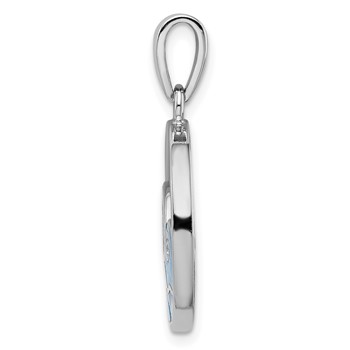 Sterling Silver Rhodium-plated Blue Created Opal Wave Pendant — alternate view