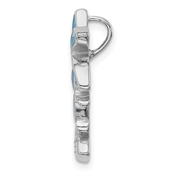 Sterling Silver Rhodium-plated Blue Inlay Created Opal Palm Tree Slide — alternate view