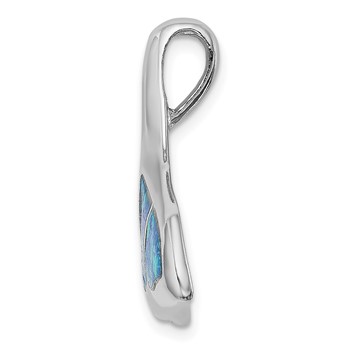 Sterling Silver Rhodium-plated Blue Inlay Created Opal Whale Tail Slide — alternate view