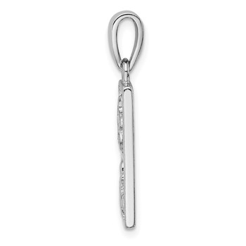 Sterling Silver Rhodium-plated Polished Blue Created Opal Starfish and Turtle Rectangle Pendant — alternate view