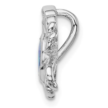 Sterling Silver Rhodium-plated Blue Inlay Created Opal Crab Slide — alternate view