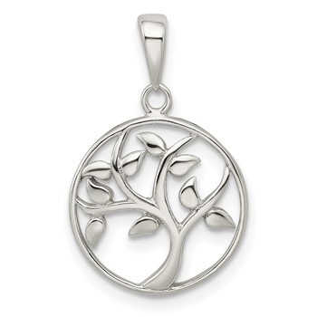 Sterling Silver Polished Tree Pendant