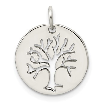Sterling Silver Polished Tree Cut-out Charm