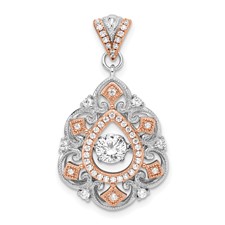 Image of Sterling Silver Plat-plate Rose-tone Vibrant CZ Fancy Penda