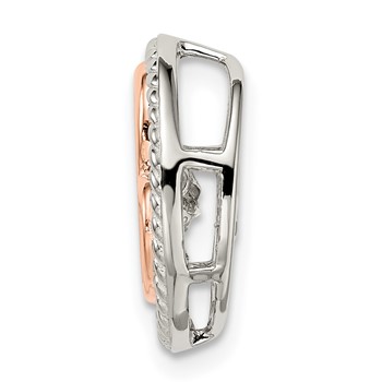 Sterling Silver Plat-plate Rose-tone Vibrant CZ Heart Necklace — alternate view