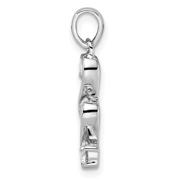 Sterling Silver Rhodium-plated Swirl 3-stone CZ Pendant — alternate view