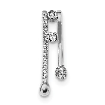 Pure Fire Sterling Silver Rhodium-plated CZ Chain Slide Pendant