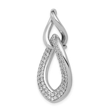 Sterling Silver Rhodium-plated Polished with CZ Pendant — alternate view