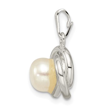 Sterling Silver Polished Synthetic Pearl Pendant — alternate view