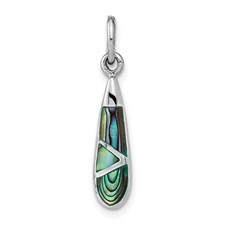 Image of Sterling Silver Rhodium-plated Abalone Teardrop Pendant