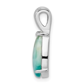 Sterling Silver Rhodium-plated Lab Created Larimar Teardrop Pendant — alternate view