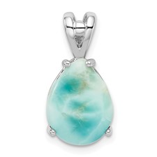 Image of Sterling Silver Rhodium-plated Lab Created Larimar Teardrop Pendant