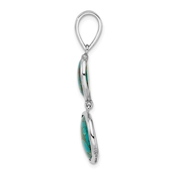 Sterling Silver Rhodium-plated w/Reconstituted Turquoise Pendant — alternate view