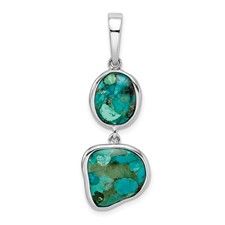 Image of Sterling Silver Rhodium-plated w/Reconstituted Turquoise Pendant