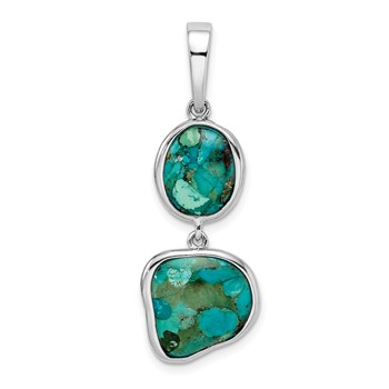 Sterling Silver Rhodium-plated w/Reconstituted Turquoise Pendant
