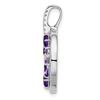 Sterling Silver Rhodium-plated Amethyst and CZ Circle Pendant — alternate view