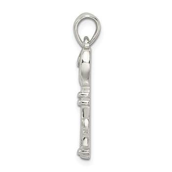 Sterling Silver Polished Small Heart Key Pendant — alternate view