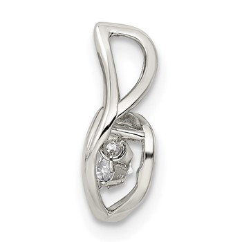 Sterling Silver Platinum plated Vibrant CZ Heart Necklace — alternate view