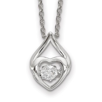 Sterling Silver Platinum plated Vibrant CZ Heart Necklace
