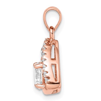 Sterling Silver Rose-tone Triangle CZ Pendant — alternate view