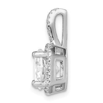Sterling Silver Rhodium-platedCZ Halo Pendant — alternate view