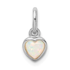 Image of Sterling Silver Rhodium Plated Lab Created Opal Heart Pendant