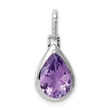 Image of Sterling Silver Rhodium-plated Amethyst Teardrop Pendant