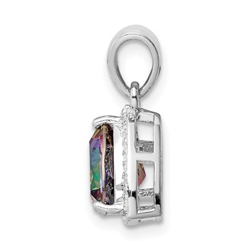 Sterling Silver Rhod-plated Trillion Mystic Fire/White Topaz Pendant — alternate view