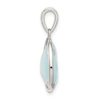 Sterling Silver Blue Chalcedony Stone Pendant — alternate view