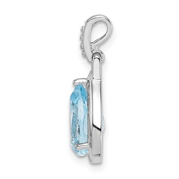 Sterling Silver Rhodium-plated Blue Topaz Teardrop Pendant — alternate view