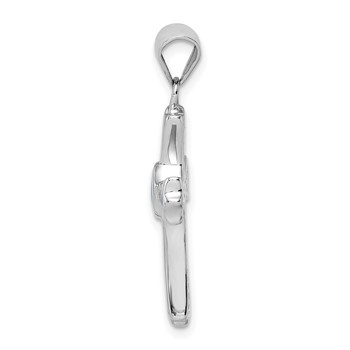 Sterling Silver Rhodium-plated Created Blue Opal Small Cross Pendant — alternate view